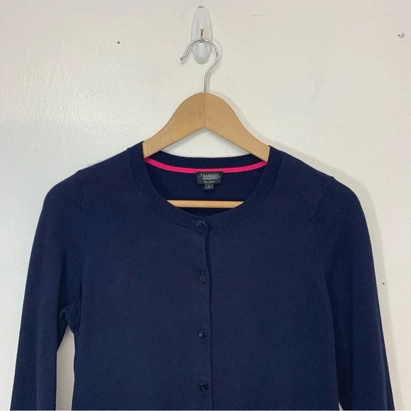Talbots Sweater Woman Small  Pima Cotton Navy Blue Button Up Work Office Travel - Picture 2 of 8